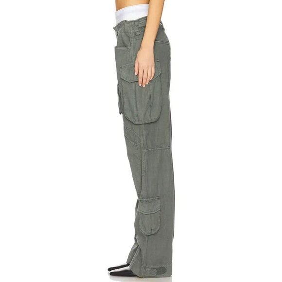 NWT Alexander Wang $650 Prestyled Cargo Pants Size 24 in Green Y2K Baggy - Picture 3 of 8